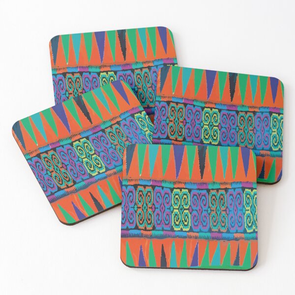 Item preview, Blue green tribal embroidery bold embroidery maximalist decor designed and sold by T-Mex.