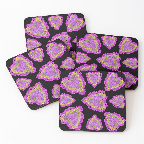 Item preview, Bright Pink and Purple Hearts within Hearts on Black Background - Hand-drawn designed and sold by Victoria Rose.