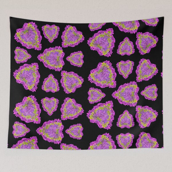 Item preview, Bright Pink and Purple Hearts within Hearts on Black Background - Hand-drawn designed and sold by Victoria Rose.