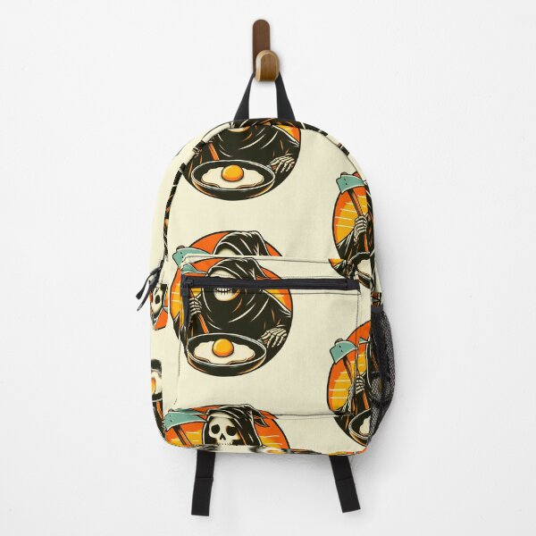 Item preview, happy grim reaper cooking eggs, grim reaper chef vintage sunrise designed and sold by NomadiCult.