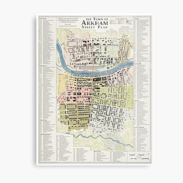 Arkham Street Plan Map (Keeper version) Metal Print