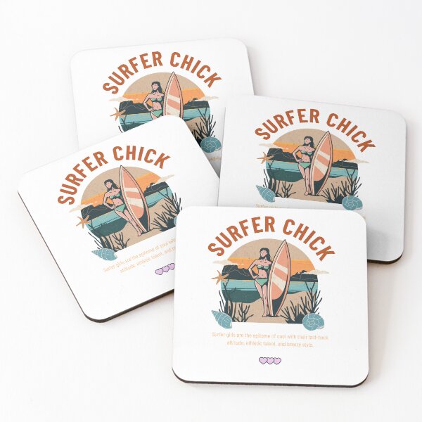 Item preview, Surfer Chick / Cool Surfer Girl Print designed and sold by Thehatinthecat.