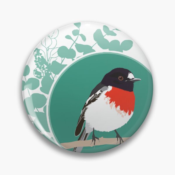 Item preview, Scarlet Robin Australian bird Eucalyptus green designed and sold by blueidesign.