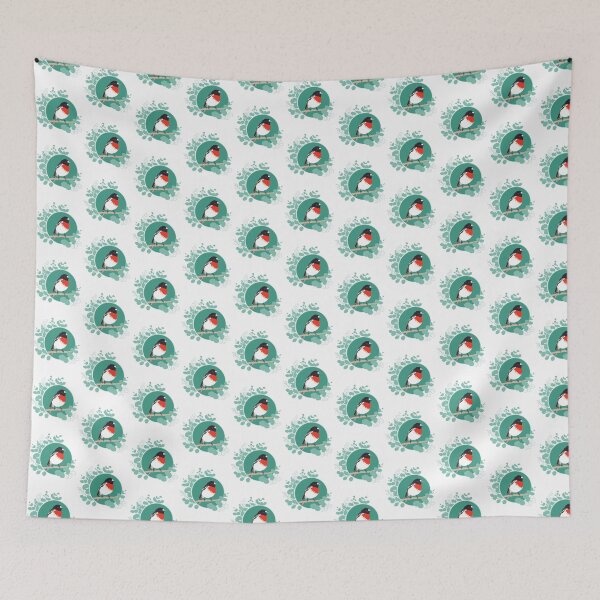 Item preview, Scarlet Robin Australian bird Eucalyptus green designed and sold by blueidesign.