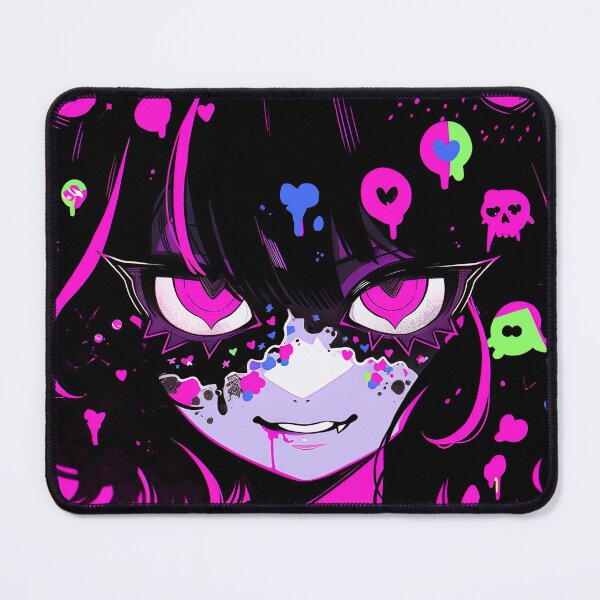Item preview, Neon Gothic Smirk Anime Girl designed and sold by bubblegoth.