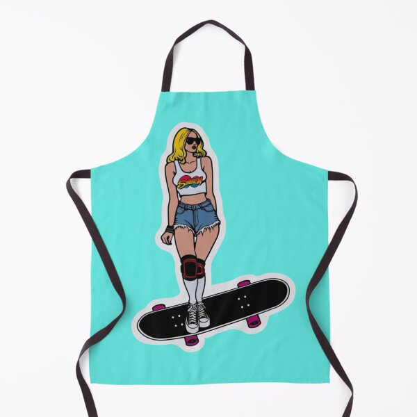 Item preview, Woman in Denim Daisy Dukes and Skateboard designed and sold by PinUpPizzazz.