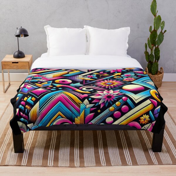 Artikelvorschau, Design 1980 Retro Floral Abstrakt Rosa Orange Blau entworfen und verkauft von Blessinger77.