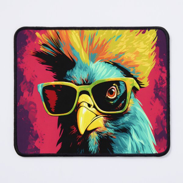 Item preview, chicken wearing glasses portraits art. animal colorful. Animal throw pillow.  designed and sold by formform.