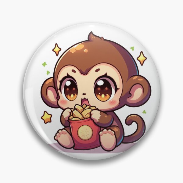 Item preview, A cute anime monkey enjoying some snacks designed and sold by panda-888.