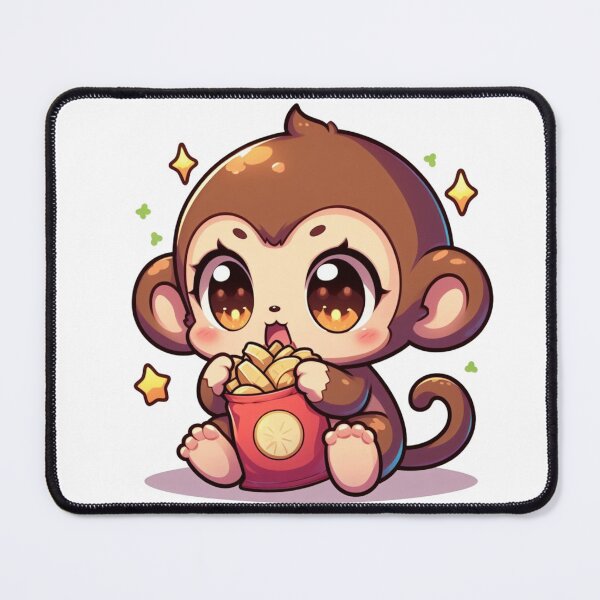 Item preview, A cute anime monkey enjoying some snacks designed and sold by panda-888.