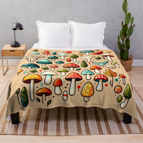 Item preview, Mushroom pattern with Simple illustration, Enchanted Forest Fungi: A Colorful Mushroom Mosaic designed and sold by FEBRICAST.