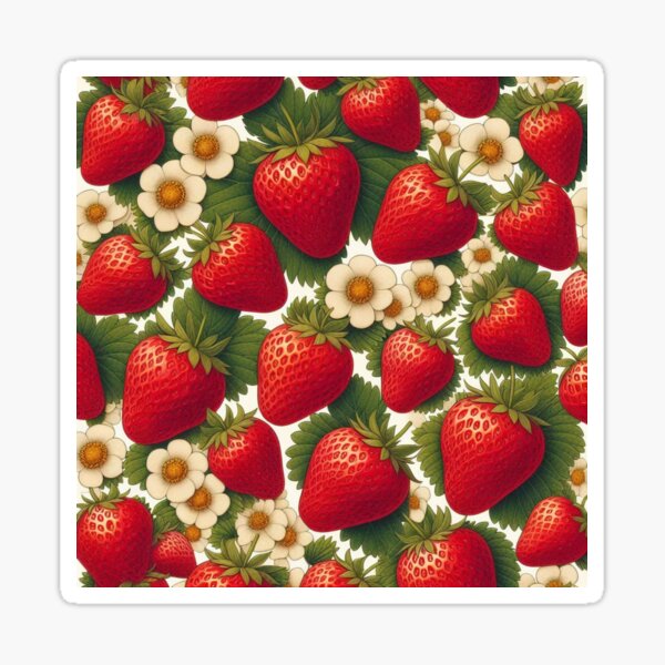 Strawberries and Flowers Pattern 02 Sticker