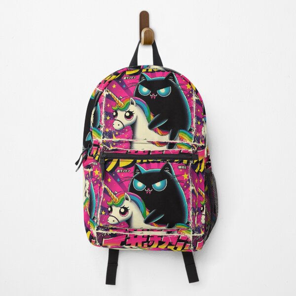 Item preview, Japanese Retro Vintage Poster of a Sinister Kawaii Black Cat Riding a Unicorn designed and sold by IAPICTURE.