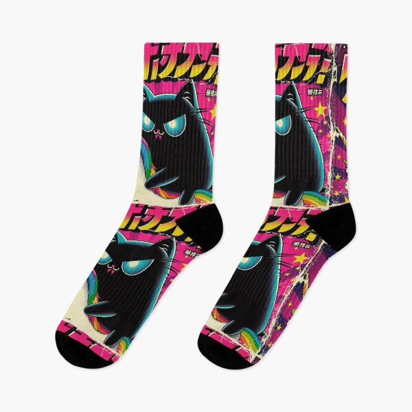 Item preview, Japanese Retro Vintage Poster of a Sinister Kawaii Black Cat Riding a Unicorn designed and sold by IAPICTURE.