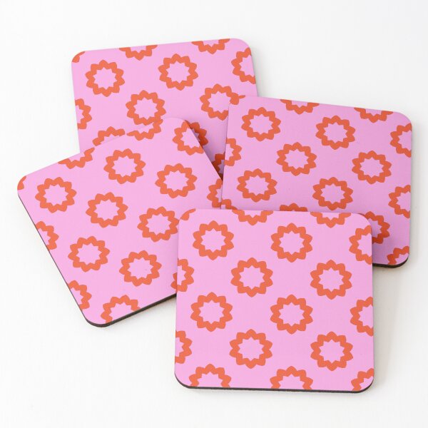 Item preview, Orange Flower Star Circle Pattern On A Pink Background designed and sold by KeksWorkroom.