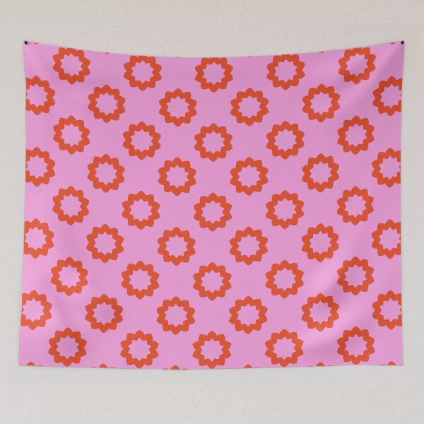 Item preview, Orange Flower Star Circle Pattern On A Pink Background designed and sold by KeksWorkroom.