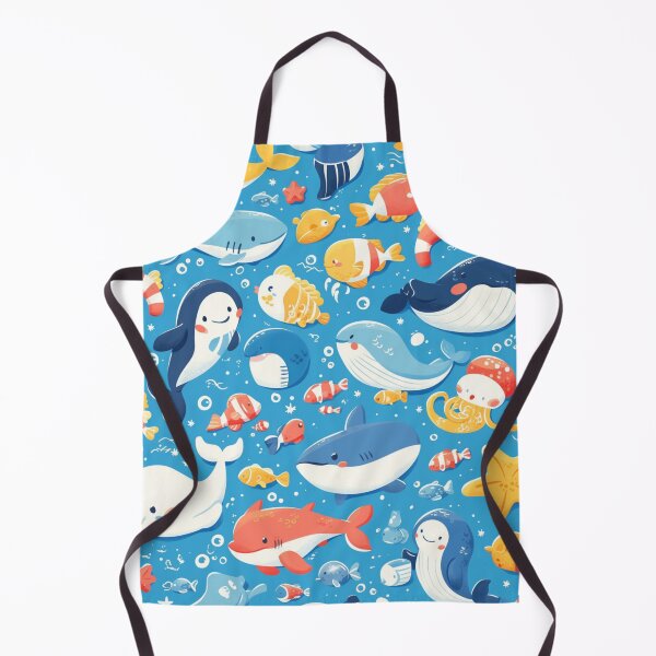 Item preview, Cute Marine Animals Seamless Pattern designed and sold by sereneprint.