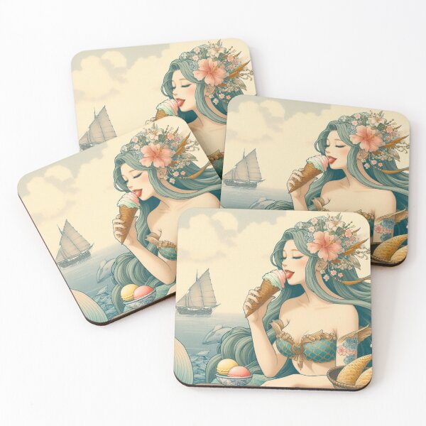 Item preview, Mermaid Eating Ice Cream - Classic Japanese Art designed and sold by AstroAppa.