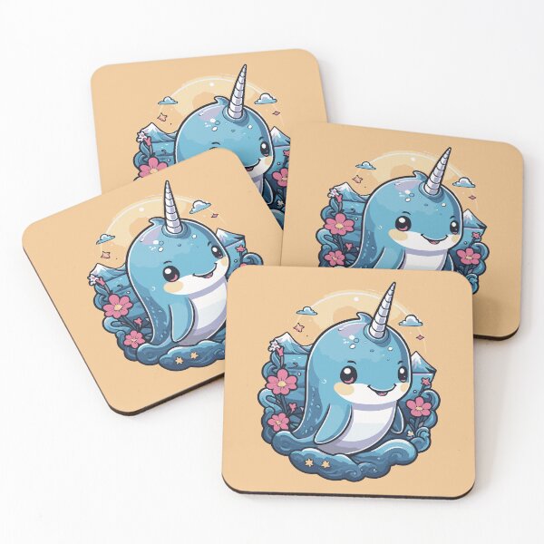 Item preview, Baby Narwhal in Waves with Flowers designed and sold by Sarcastic Narwhal.