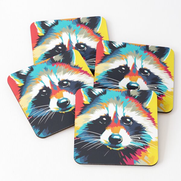 Item preview, raccoon portraits art. animal colorful. Animal throw pillow.  designed and sold by formform.