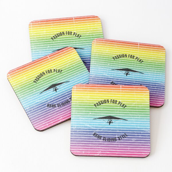 Item preview, Black silhouette of woman flying a hang glider against the background of rainbow stripes designed and sold by HarridanCreates.