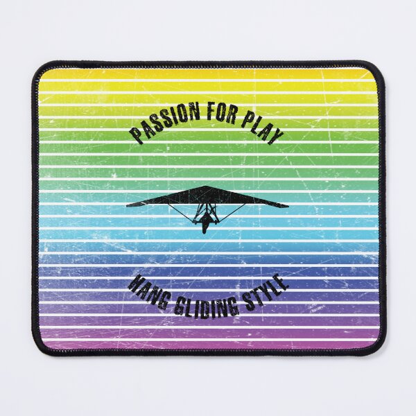 Item preview, Black silhouette of woman flying a hang glider against the background of rainbow stripes designed and sold by HarridanCreates.
