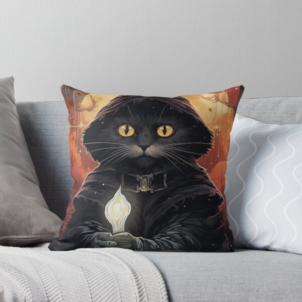 Item preview, SPELLCASTER - DARK FANTASY ART STYLE CAT WIZARD  designed and sold by VistaThreadsCo.