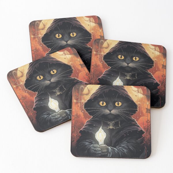 Item preview, SPELLCASTER - DARK FANTASY ART STYLE CAT WIZARD  designed and sold by VistaThreadsCo.
