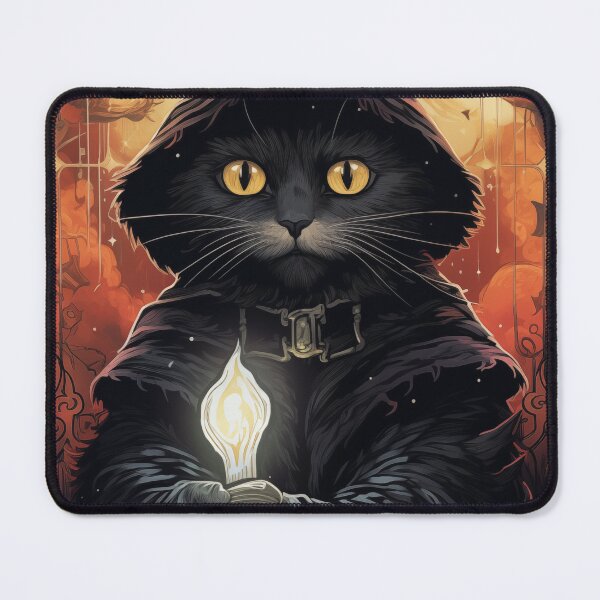 Item preview, SPELLCASTER - DARK FANTASY ART STYLE CAT WIZARD designed and sold by VistaThreadsCo.
