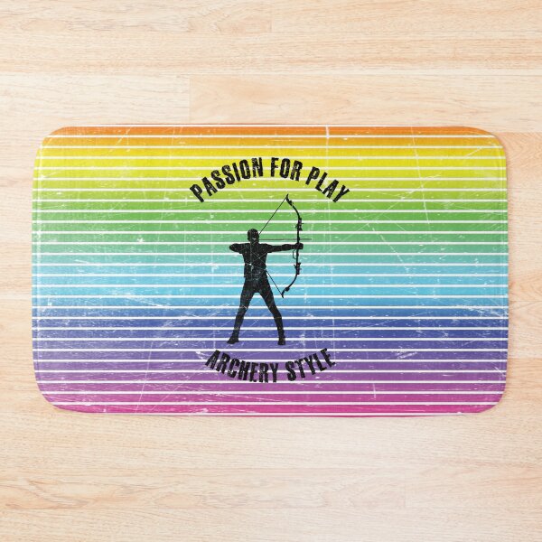 Item preview, Black silhouette of an archer against the background of rainbow stripes designed and sold by HarridanCreates.