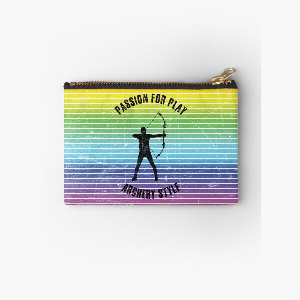 Item preview, Black silhouette of an archer against the background of rainbow stripes designed and sold by HarridanCreates.