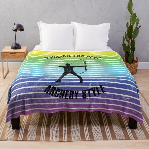 Item preview, Black silhouette of an archer against the background of rainbow stripes designed and sold by HarridanCreates.