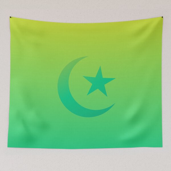 Item preview, Green Gradient Crescent Moon & Star in Sky designed and sold by ShaunSandhu.
