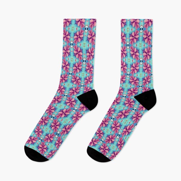 Item preview, Pink Blossoms on Blue Background Seamless Pattern Design, Abstract Designs, Unique Gifts, Digital Art Prints, Trendy Textiles designed and sold by ATSCreationsZA.