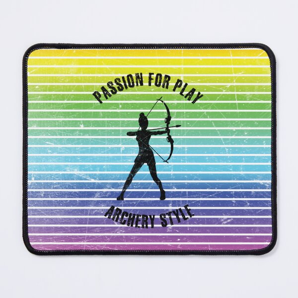 Item preview, Black silhouette of female archer against the background of rainbow stripes designed and sold by HarridanCreates.