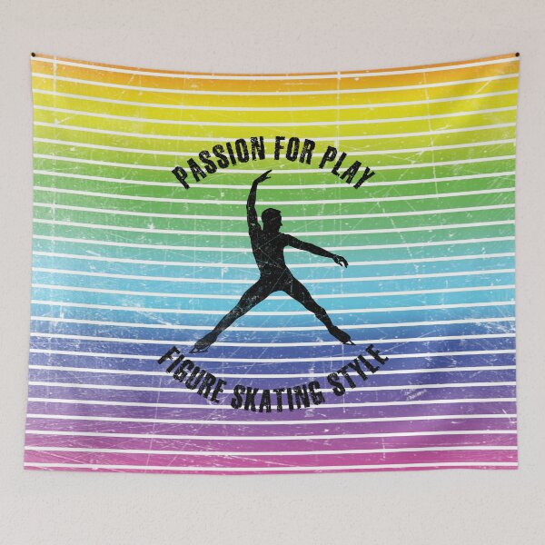 Item preview, Black silhouette of a man skating against the background of rainbow stripes designed and sold by HarridanCreates.