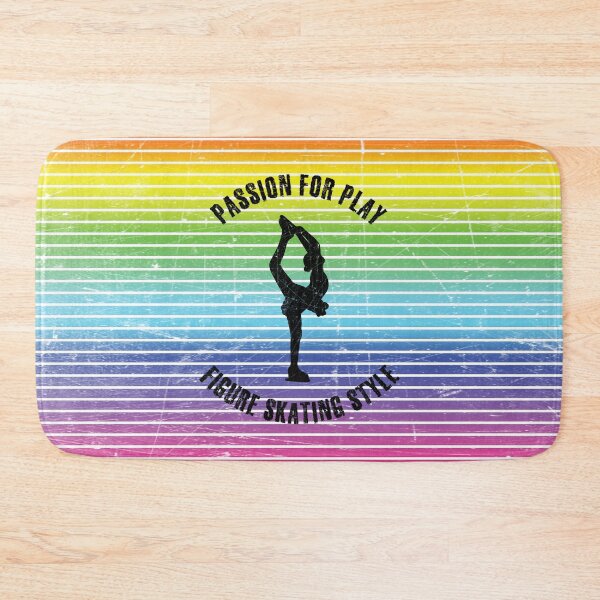 Item preview, Black silhouette of a woman skating against the background of rainbow stripes designed and sold by HarridanCreates.
