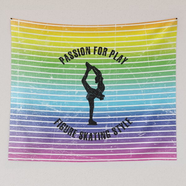 Item preview, Black silhouette of a woman skating against the background of rainbow stripes designed and sold by HarridanCreates.