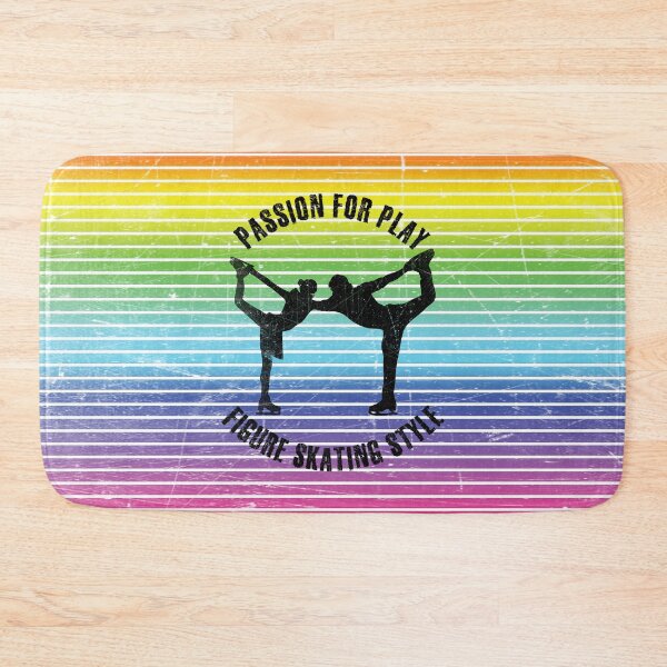Item preview, Black silhouettes of figure skaters against the background of rainbow stripes designed and sold by HarridanCreates.