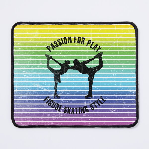 Item preview, Black silhouettes of figure skaters against the background of rainbow stripes designed and sold by HarridanCreates.