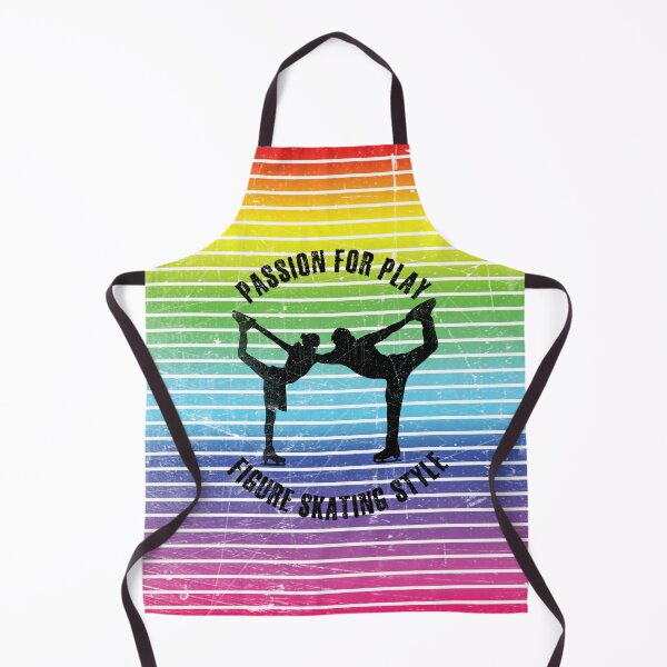 Item preview, Black silhouettes of figure skaters against the background of rainbow stripes designed and sold by HarridanCreates.