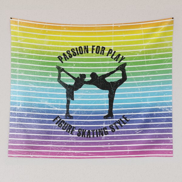 Item preview, Black silhouettes of figure skaters against the background of rainbow stripes designed and sold by HarridanCreates.
