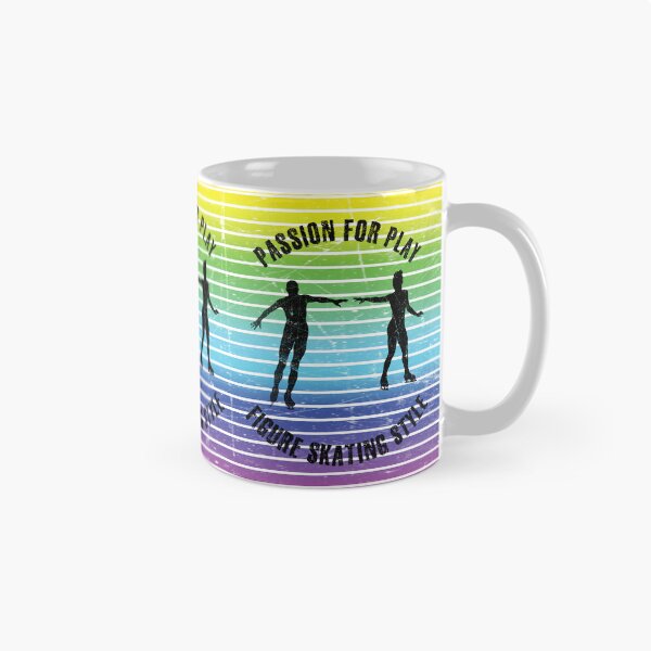 Item preview, Black silhouettes of figure skaters couple against the background of rainbow stripes designed and sold by HarridanCreates.