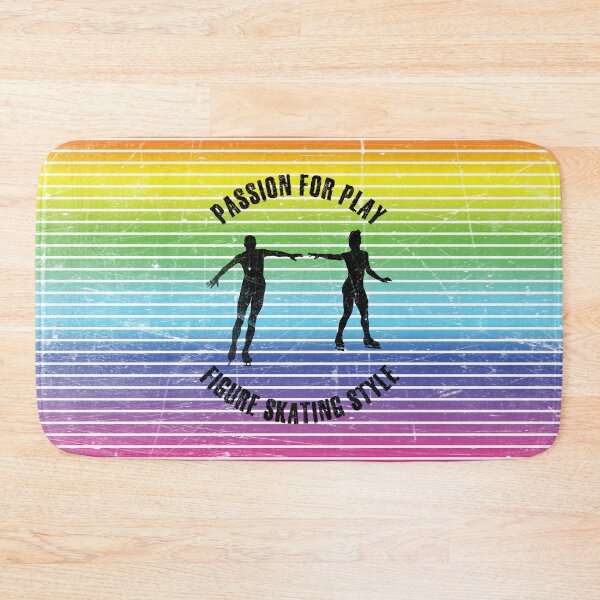Item preview, Black silhouettes of figure skaters couple against the background of rainbow stripes designed and sold by HarridanCreates.
