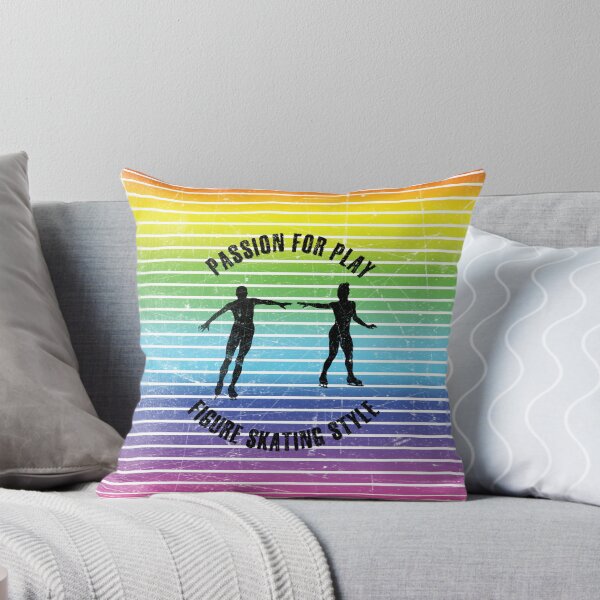 Item preview, Black silhouettes of figure skaters couple against the background of rainbow stripes designed and sold by HarridanCreates.