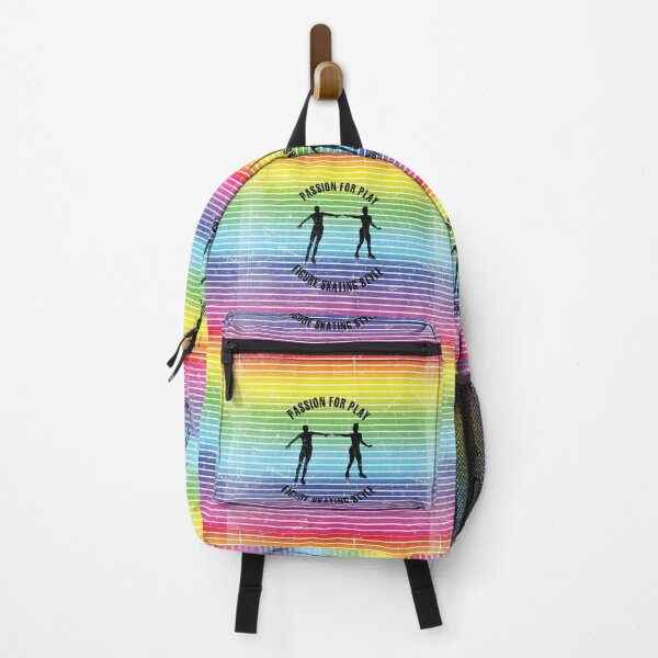 Item preview, Black silhouettes of figure skaters couple against the background of rainbow stripes designed and sold by HarridanCreates.