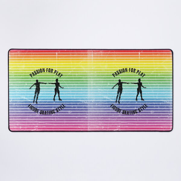 Item preview, Black silhouettes of figure skaters couple against the background of rainbow stripes designed and sold by HarridanCreates.
