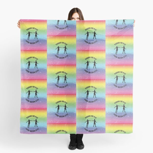 Item preview, Black silhouettes of figure skaters couple against the background of rainbow stripes designed and sold by HarridanCreates.