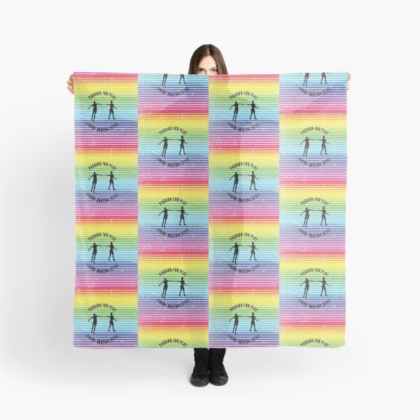 Item preview, Black silhouettes of figure skaters couple against the background of rainbow stripes designed and sold by HarridanCreates.
