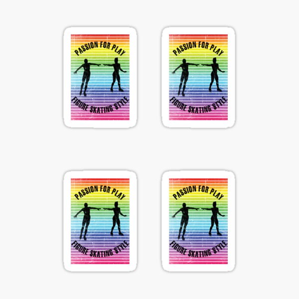 Item preview, Black silhouettes of figure skaters couple against the background of rainbow stripes designed and sold by HarridanCreates.